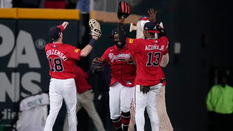 Jugadores de Atlanta Braves en celebración en la Serie de Comodín | AP