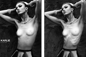 Retocan la foto de una modelo para ocultar su delgadez