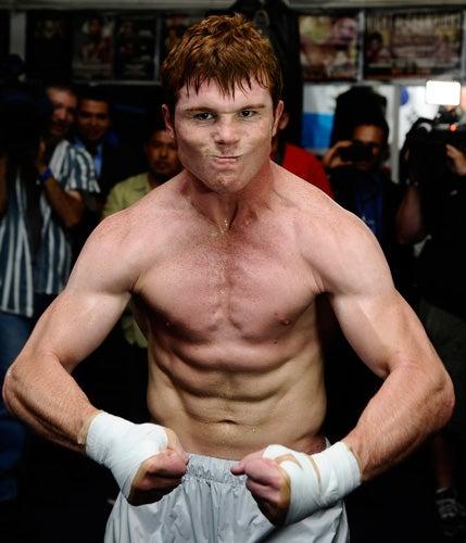 Saúl Álvarez finalizó su preparación para exponer su título Superwelter del CMB ante Ryan Rhodes (FOTO: GENE BLEVINS-HOGAN)