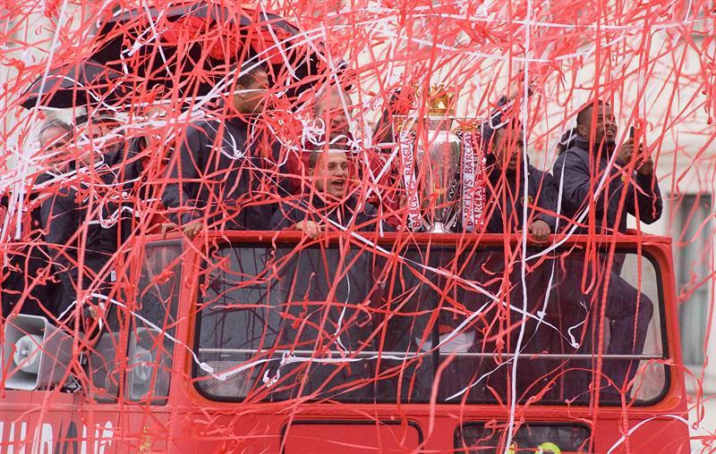 Los festejos por el título de la Premier se realizaron este lunes. FOTO: EFE