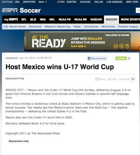 ESPN manejó la información en los Estados Unidos (FOTO: TOMADA DE INTERNET)