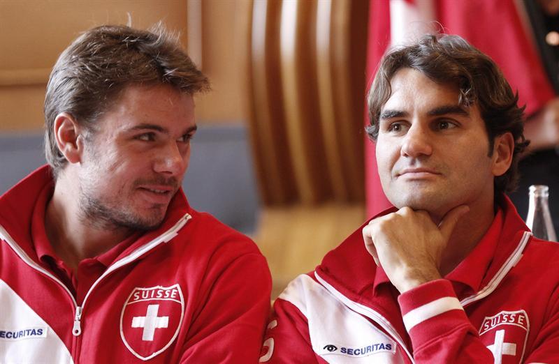 Los suizos durante la conferencia de prensa. FOTO: EFE