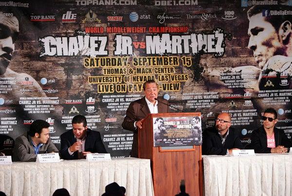 Chavez Jr y Sergio Martínez en la presentación de su pelea