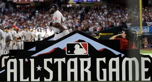 Las estrellas de los equipos de la Liga Naciona y Americana en la presentación. FOTO: AP