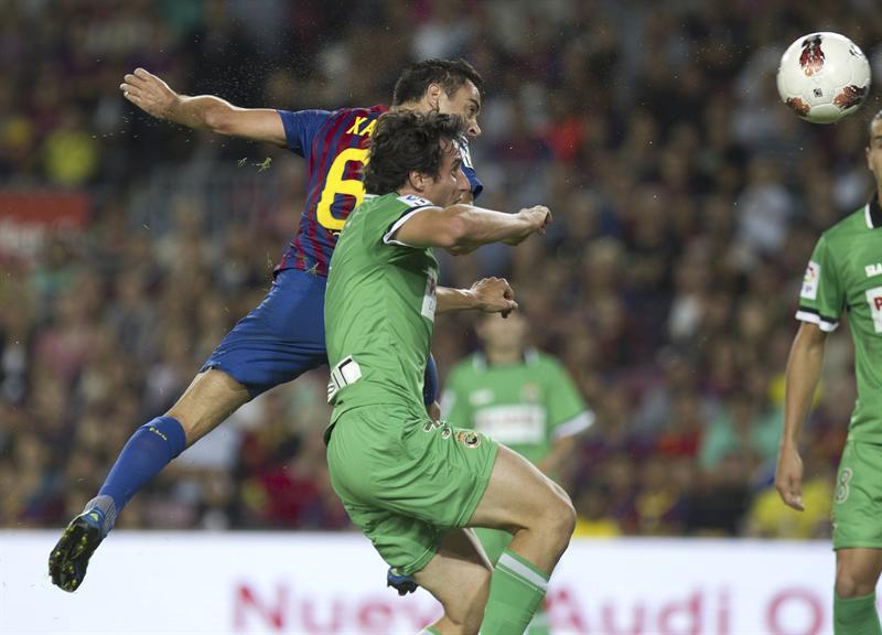 Xavi marcó un buen gol con la cabeza. FOTO: EFE