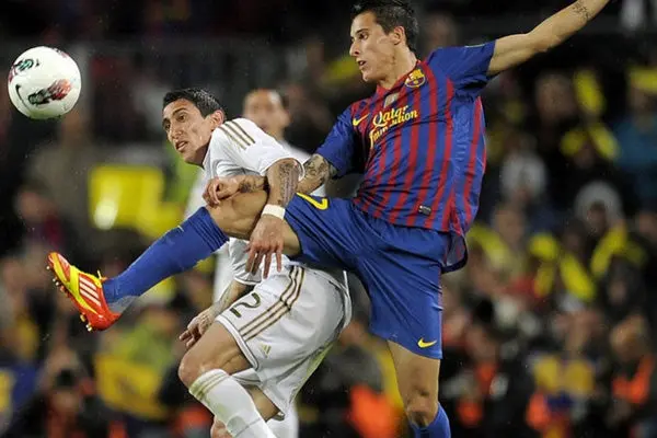 Di Maria y Cristian Tello en el partido donde venció el Barcelona, tras no ganar en el Camp Nou desde 2007 | ESPECIAL