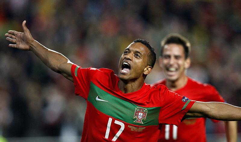 Festejo de Nani. FOTO: AP