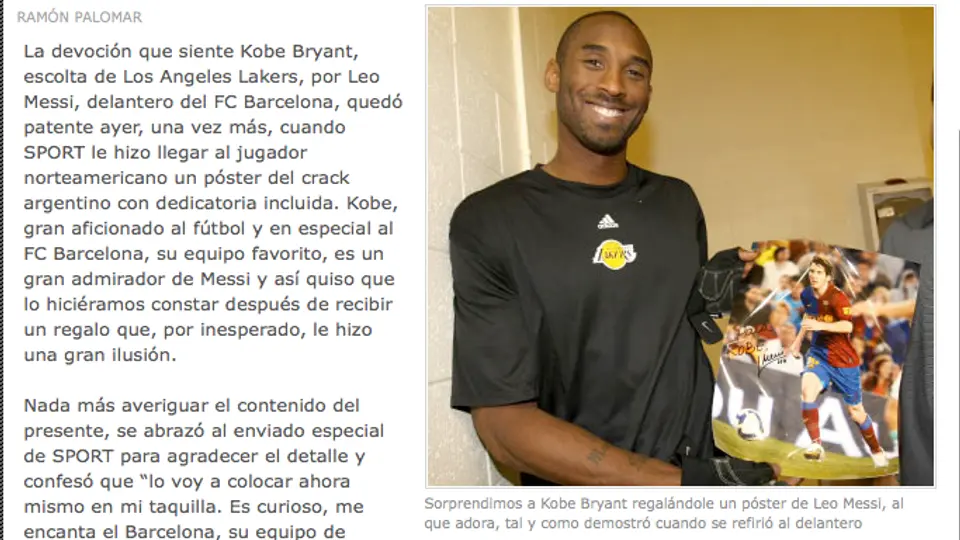 Messi merece el Balón de Oro: Kobe Bryant