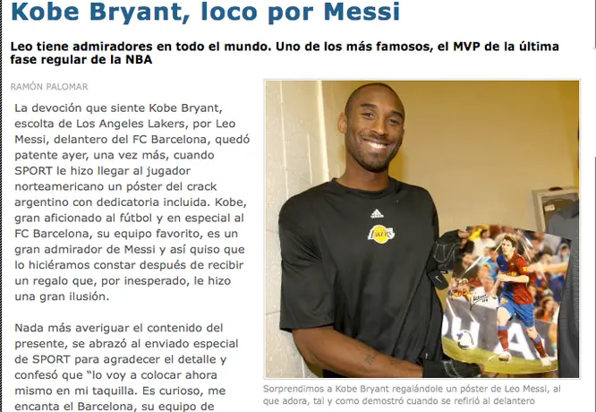 Messi merece el Balón de Oro: Kobe Bryant