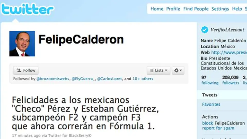 FCH felicita a 'Checo' y 'Guti' por incursión en F1