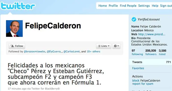 FCH felicita a 'Checo' y 'Guti' por incursión en F1