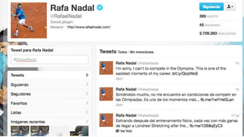 Nadal pide disculpas en redes sociales
