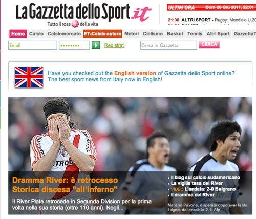 La Gazzetta dello Sport también habló de ello en Italia (IMAGEN TOMADA DE INTERNET)