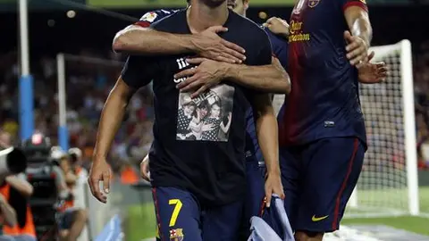 David Villa, sancionado por festejar con mensaje