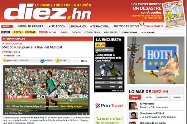 En el Diario Diez de Honduras fue una de las noticias principales