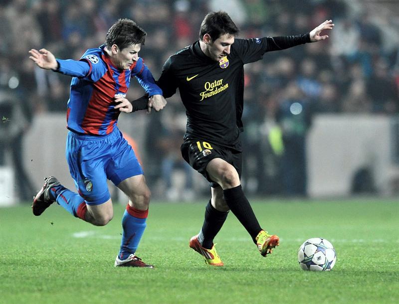 Con tres goles de Messi y uno de Fábregas, Barcelona derrotó al Viktoria. FOTO: EFE