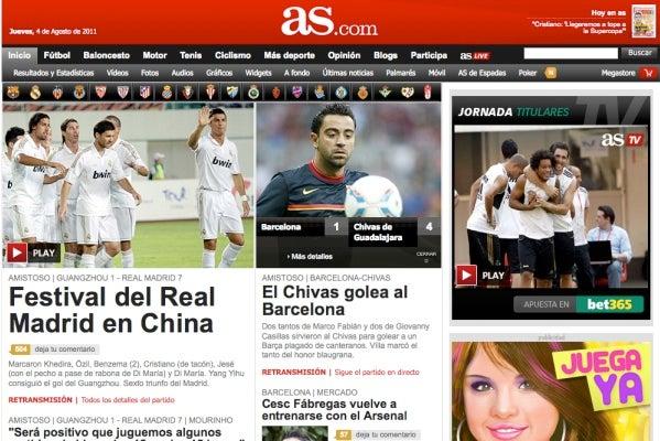 El Diario AS fue más escueto al informar de la derrota de Guardiola a manos del club mexicano.