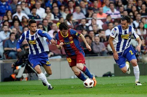 Messi durante el encuentro ante el Espanyol (FOTO: AP)