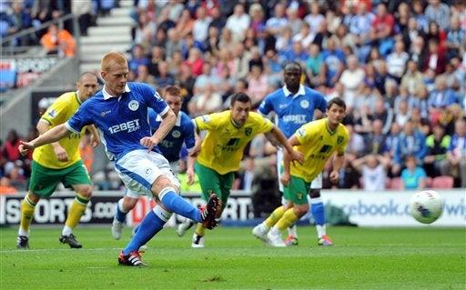 Wigan y Norwich igualaron a un tanto. FOTO: AP