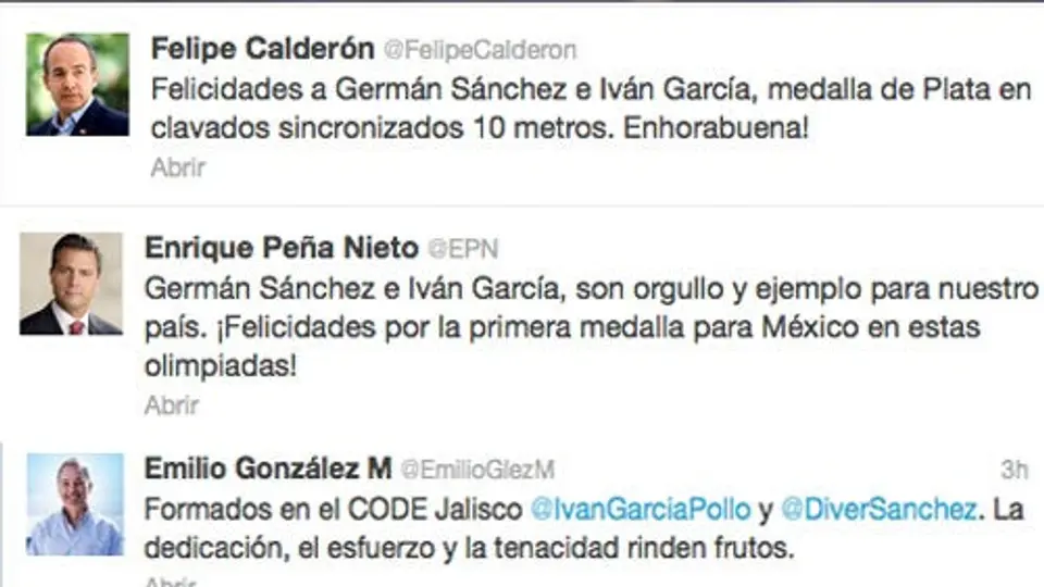 Felipe Calderón y Peña Nieto felicitan a medallistas olímpicos