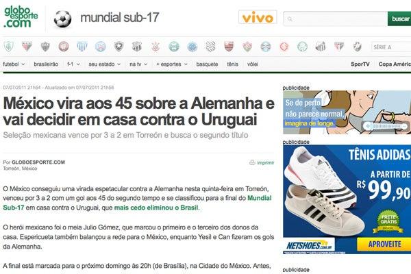 Globo Esporte de Brasil desctacó la Final que jugarán México y Uruguay