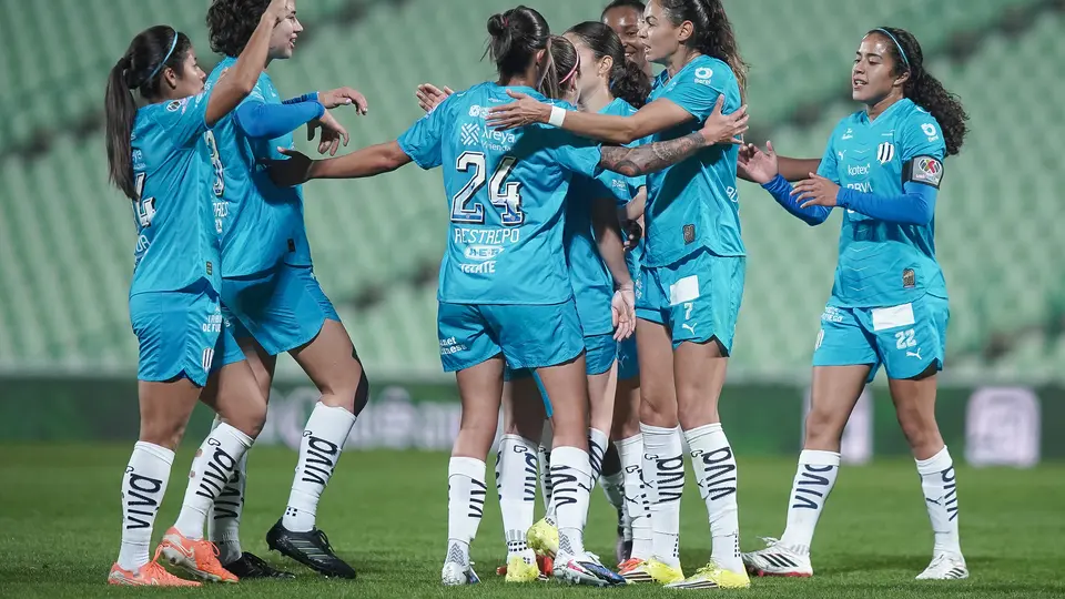Jugadoras de Rayadas celebran contra Santos en la Jornada 6 del Clausura 2026 | IMAGO 7