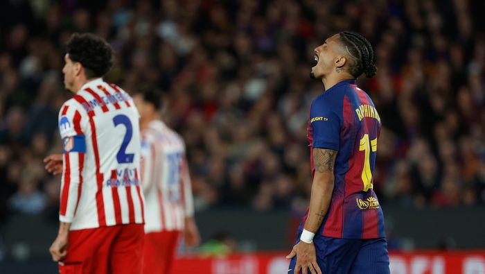 Raphinha en lamento en la Semifinal contra Atlético de Madrid en Copa del Rey | AP