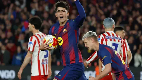 Marc Bernal celebra tras su segundo gol contra Atlético de Madrid en Copa del Rey | AP