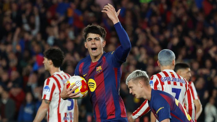 Marc Bernal celebra tras su segundo gol contra Atlético de Madrid en Copa del Rey | AP
