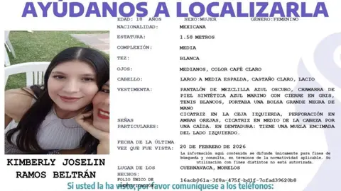 Hallan cuerpo durante búsqueda de Kimberly Joselín en Cuernavaca; Fiscalía de Morelos investiga