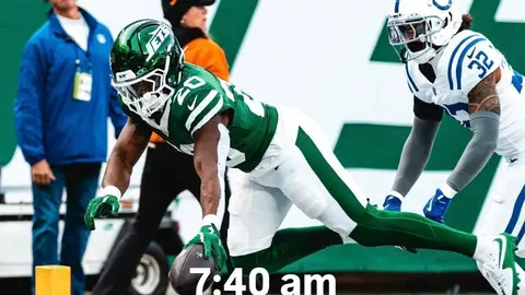 Breece Hall es perseguido por jugador de los Colts l X:nyjets