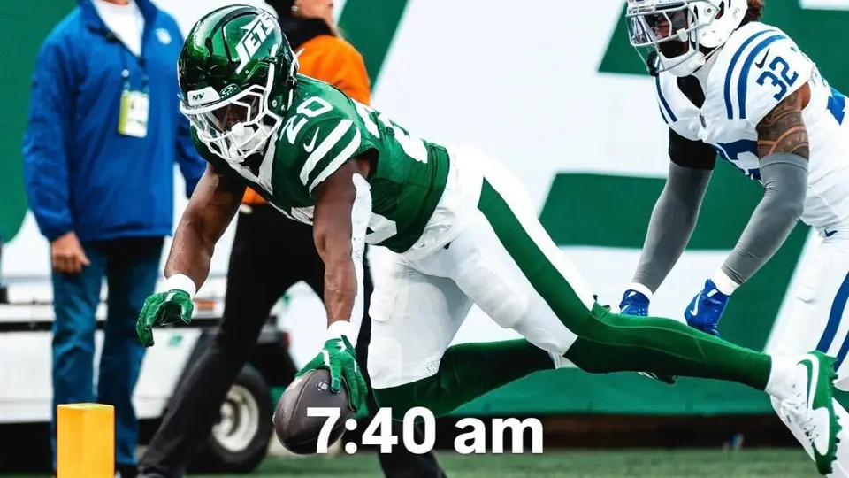 Breece Hall es perseguido por jugador de los Colts l X:nyjets