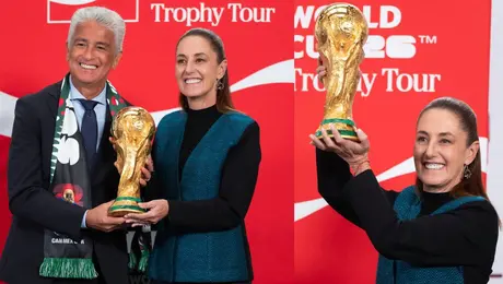 Claudia Sheinbaum recibe la Copa del Mundo a 100 días del Mundial 2026