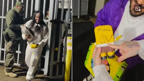 El cantante presumió una figura con dedicatoria fechada el 2 de abril. / @6ix9ine