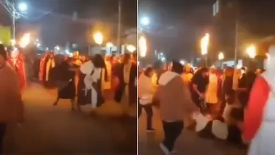 VIDEO: ¡Jesús cae y se lesiona durante Viacrucis en Edomex!