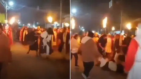 VIDEO: ¡Jesús cae y se lesiona durante Viacrucis en Edomex!