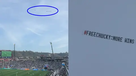 Así fue el mensaje que se ve en la avioneta que sobrevoló el Snapdragon Stadium | CAPTURA DE PANTALLA