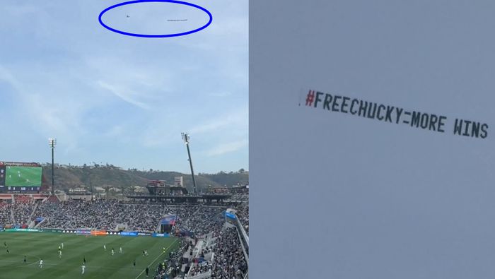 Así fue el mensaje que se ve en la avioneta que sobrevoló el Snapdragon Stadium | CAPTURA DE PANTALLA
