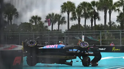 Así se volcó el auto de Pierre Gasly en el Gran Premio de Miami | AFP
