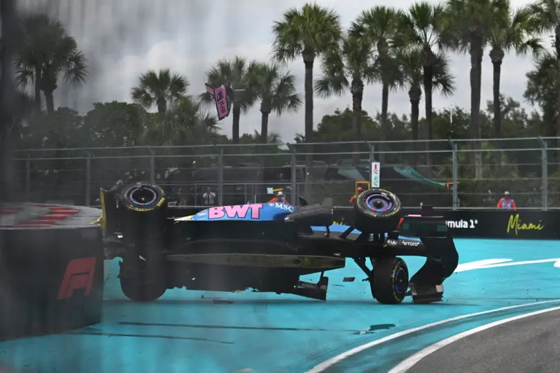 Así se volcó el auto de Pierre Gasly en el Gran Premio de Miami | AFP