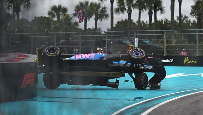 Así se volcó el auto de Pierre Gasly en el Gran Premio de Miami | AFP