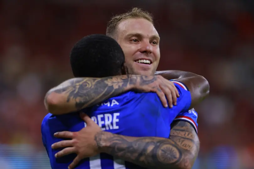 Rotondi y Ebere en celebración con Cruz Azul contra Atlas en los Cuartos de Final del Clausura 2026 | MEXSPORT