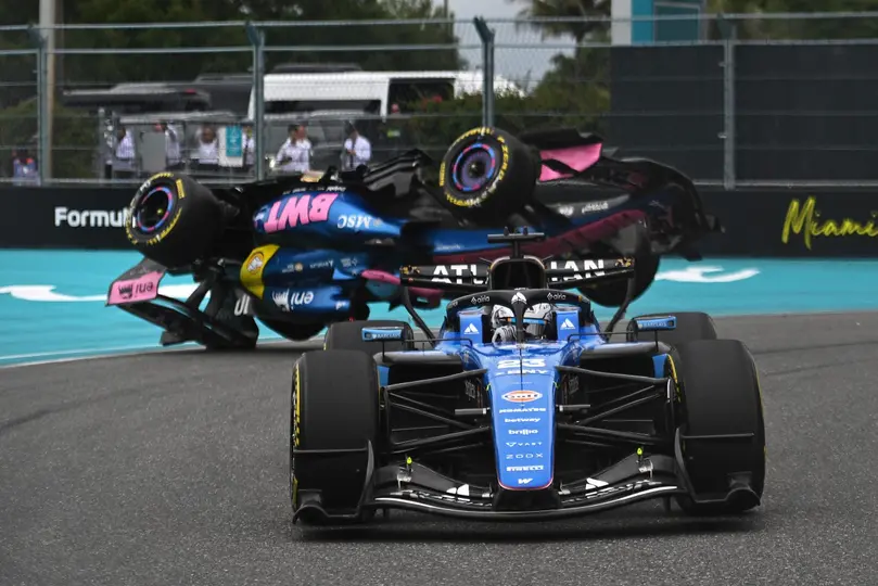 Así se volcó el auto de Pierre Gasly en el Gran Premio de Miami | AFP