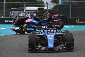 Así se volcó el auto de Pierre Gasly en el Gran Premio de Miami | AFP