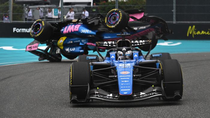 Así se volcó el auto de Pierre Gasly en el Gran Premio de Miami | AFP
