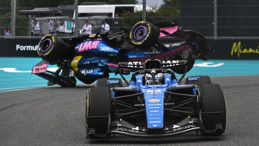 Así se volcó el auto de Pierre Gasly en el Gran Premio de Miami | AFP
