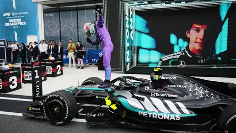 Antonelli celebrando el triunfo en Miami l AP