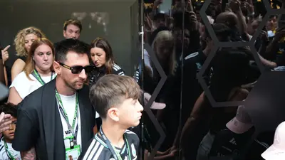 Messi causa alboroto en el GP de Miami: provoca caída, se vuelve de Mercedes y arropa a Colapinto