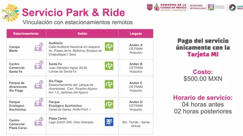 El sistema Park & Ride permitirá dejar el automóvil en estacionamientos remotos y continuar el viaje en transporte autorizado./ Gobierno de la CDMX