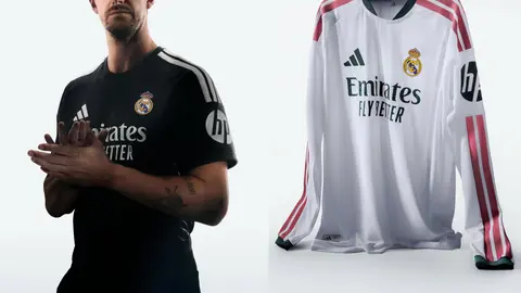 Courtois con la nueva equipación de portero y el jersey de jugadores de Real Madrid |  INSTAGRAM: @realmadrid